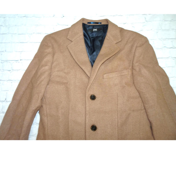 Find Men's Single Button Breasted Wool Peacoat Camel Brown Color, Sz M - Picture 5 of 9